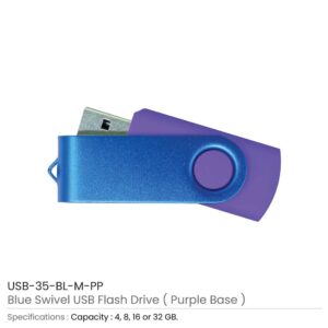 Matt Blue Swivel USB Flash Drives - Image 8