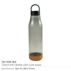 rPET Bottles with Cork Base, Twist-off Lid, Handle 720ml - Image 11