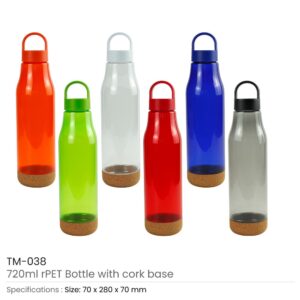 rPET Bottles with Cork Base, Twist-off Lid, Handle 720ml - Image 3