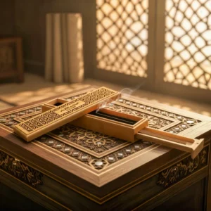 Wooden Incense Burner Holder with Drawer Includes 10 Pcs Oud Sticks - Image 2