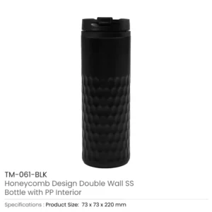 Honeycomb Design SS Bottles, Double Wall with PP Interior 420ml - Image 5