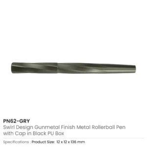 Rollerball Pens Swirl Design in Gunmetal Finish with PU Leather Box - Image 4