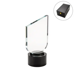 Crystal Trophy with Round Black Base in Premium Fiber Box - Image 1