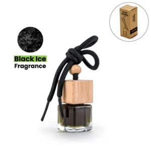 Hanging Car Diffuser Bottle with Bamboo Lid – Black Ice Fragrance - Image 1