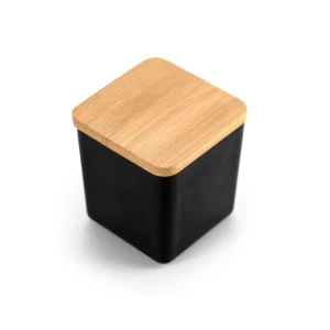 Scented Candle in Square Glass Bottle with Bamboo Lid, Oakmoss & Amber Scent - Image 5