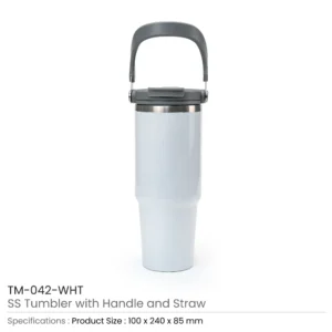 Tumbler with Handle and Straw SS Double Wall 900ml - Image 7