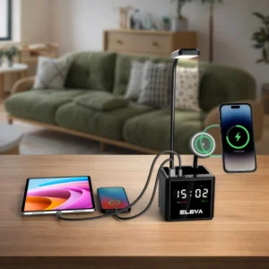 Multi-functional Desk Lamp with Wireless Charger and Clock - Image 2