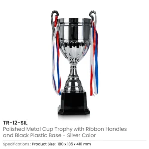 Metal Cup Trophies with Removable Ribbon Attached to Both Handles - Image 9