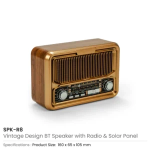 Vintage Design Bluetooth Speaker with Radio and Solar Panel - Image 4