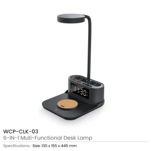 Desk Lamp with 15W Wireless Charger, Clock and Pen Holder - Image 4